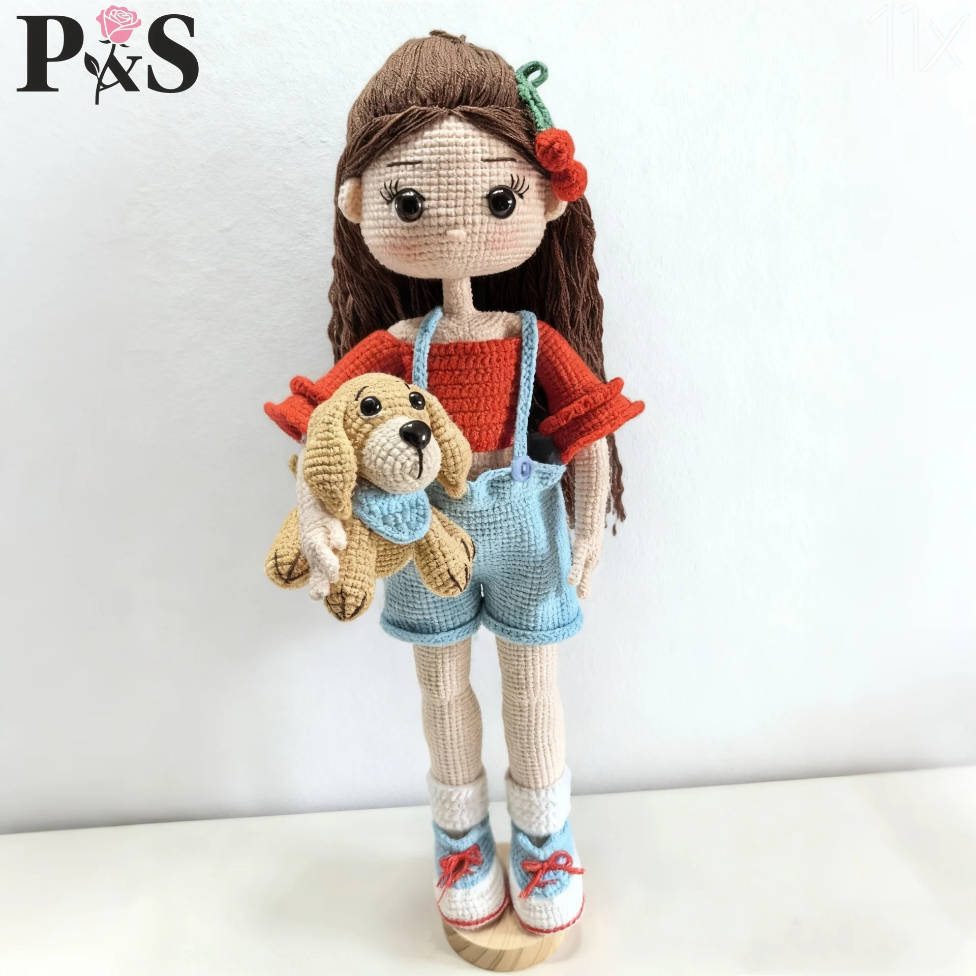 

Handmade Knitting Doll Crochet Ornaments Cute Girls Doll Crochet Dolls for Home Decoration Accessories Pattern Craft Toy Gifts