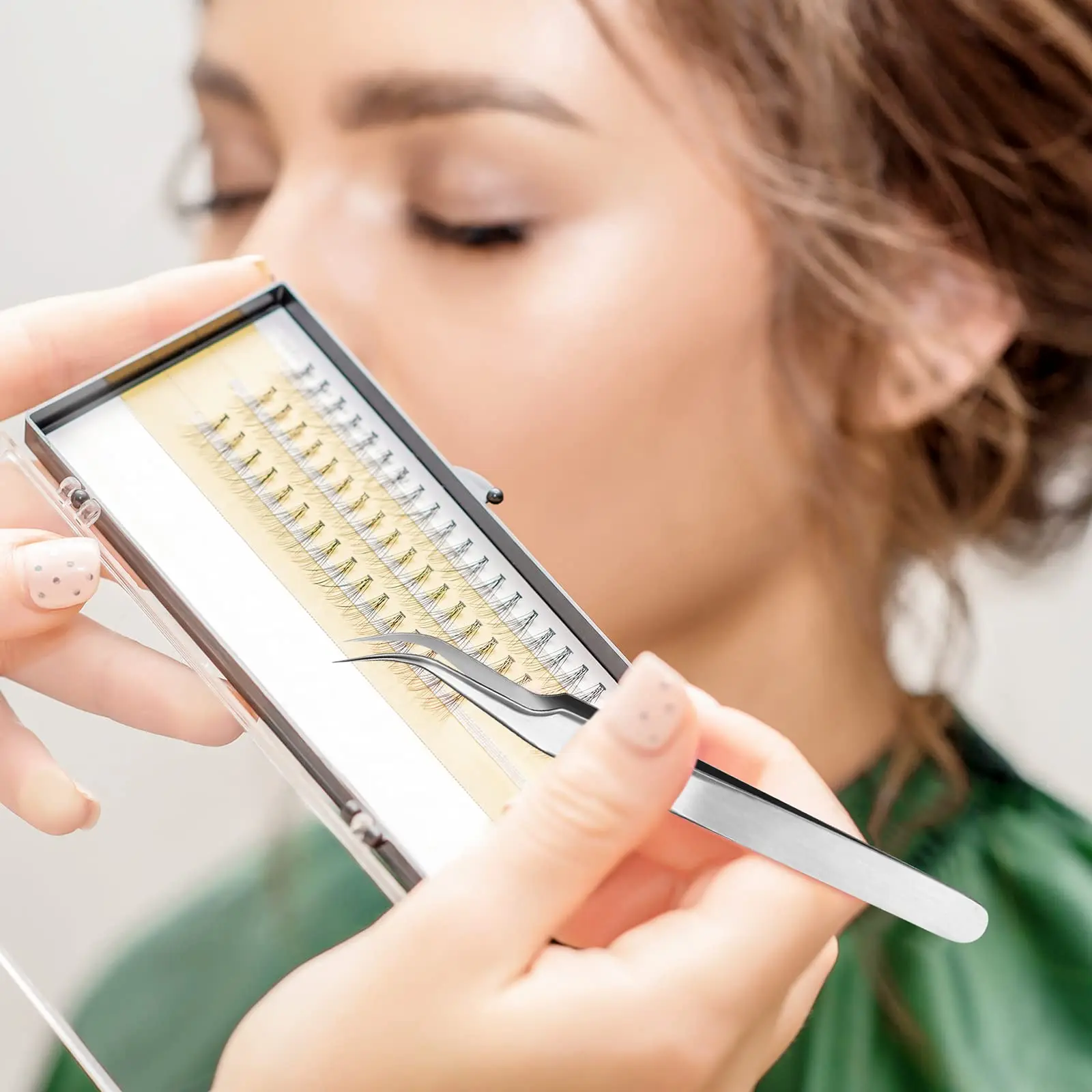 1 قطعة/2/5 قطعة المهنية عيد الميلاد لاش الملقط لملحقات رمش ، مستقيم ومنحني الفولاذ المقاوم للصدأ عزل الملقط