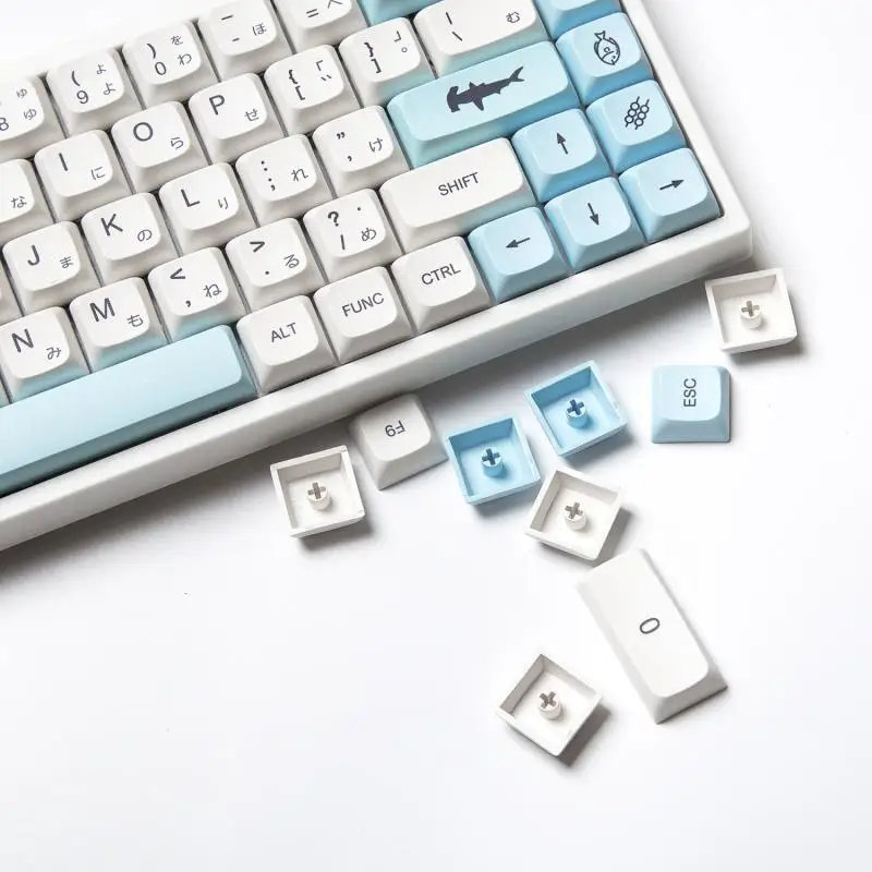 K138 Japanese Keycaps Sea Salt Milk XDA Height Key Cap PBT Thermal Sublimation Minimalist White Key Cap for 61/64/68/84/87/96