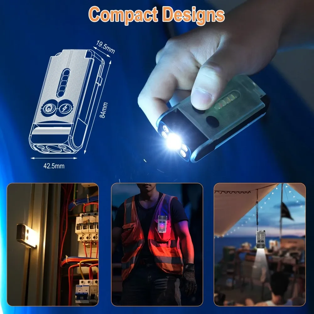 BORUiT V30 UV EDC LED Flashlight Type-C Rechargeable Power Bank Work Light Torch with Magnet Buzzer Camping Pocket Lantern