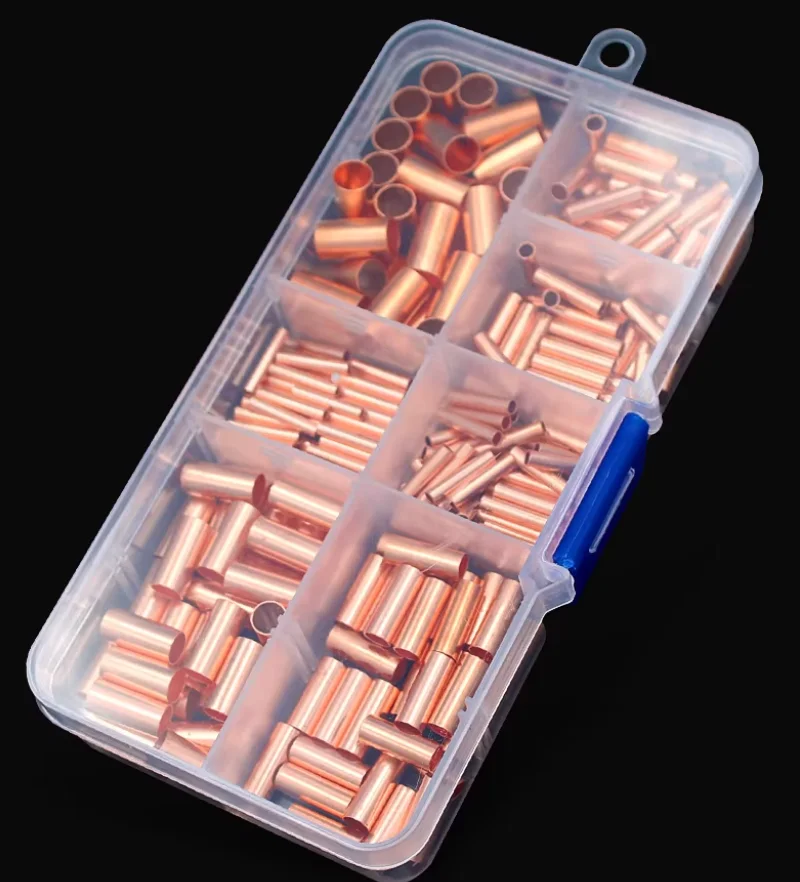 125/250Pcs Copper Connection Tube Terminal Connect and Protect The Connection Wire Ferrules Kit  Copper Crimp Connector