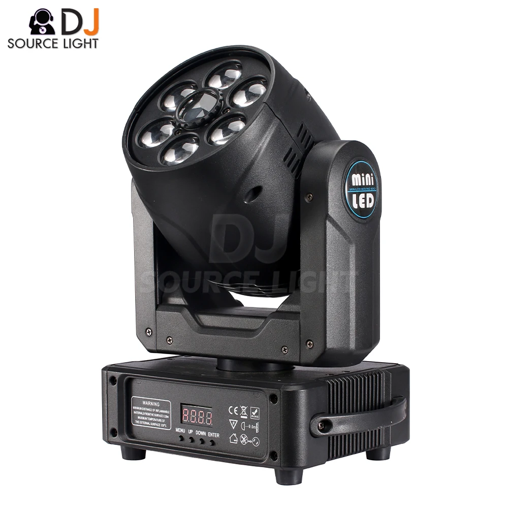 NEW Mini LED 100W Beam + 6X10W Bee Eye Moving Head Light RGBW 3 Prism Gobos DJ Light for Stage Disco Music Party DMX512 Control