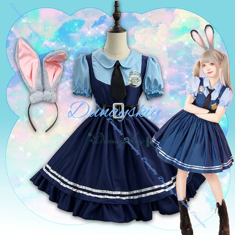 

Bunny Girl Detective Cosplay Outfit - Blue Pleated Skirt Costume for Women | Halloween Convention Kawaii Stage Performance