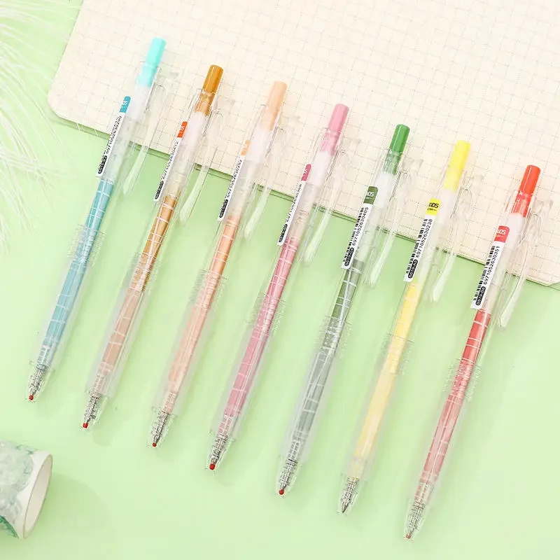 9PCS Morandi Color Gel Pen Student Juice Gel Pen Simple Press Carbon Gel Pen 0.5m [ Value Plan ]