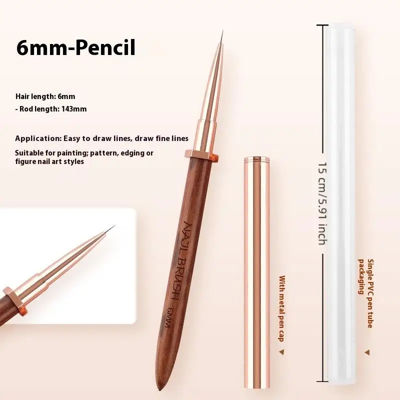 1 pz pennelli per nail art in legno di sandalo portapenne design pittura design per unghie penna dettaglio pennello strumento di disegno penna per manicure