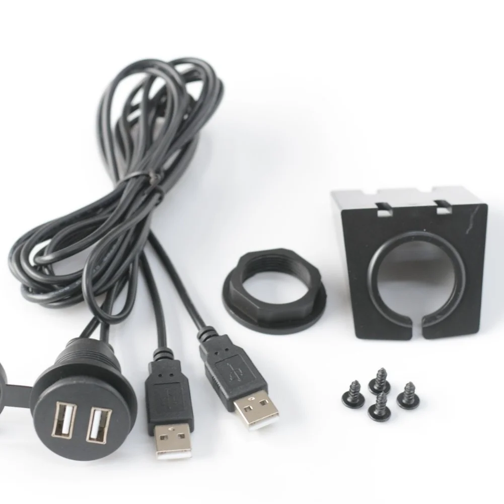 Dashboard Mounted Dual USB 2.0 Female Socket for Cars RVs Motorcycles 5V Power Interface with Oxygen Free Copper Wiring