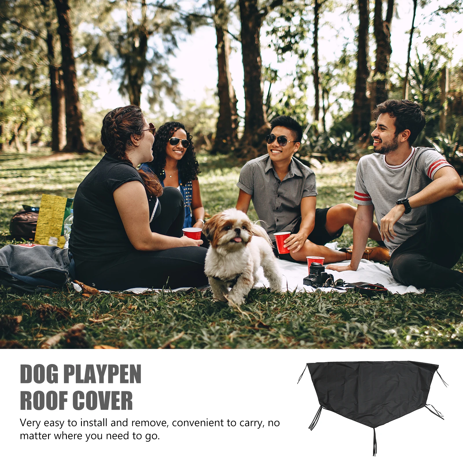 

Waterproof Sunshade Dog Cover for Camping Car Beach Made of 210D Oxford Cloth Black Outdoor Pet Playpen Roof Toy