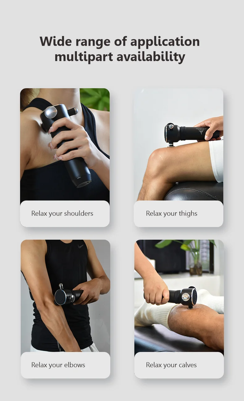 Pistola per massaggio dei tessuti profondi con terapia a sgancio rapido Massaggiatore muscolare con martello a percussione per applicazione del collo della testa del corpo