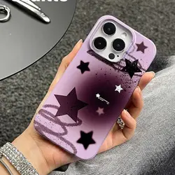 INS Gradient Color Purple Cute Star Case for iPhone 14 13 Pro Max 12 11 Pro Plus Shockproof Protective Hard PC Film Cover