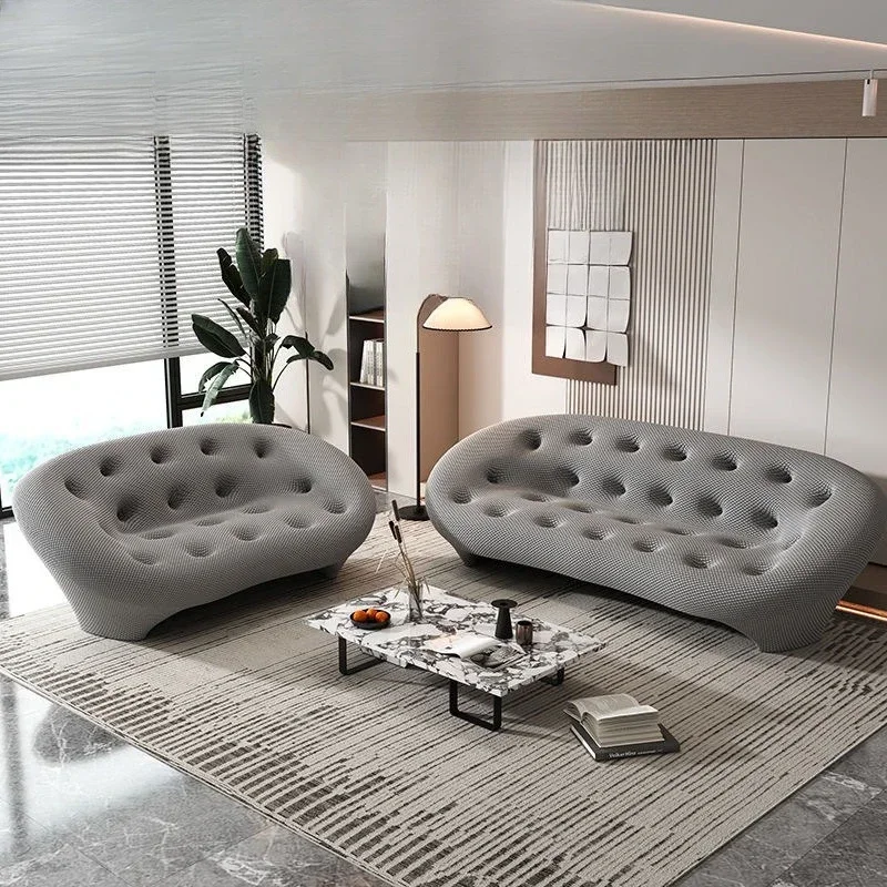 Space curved Internet celebrity double three Italian living room light luxury art small apartment sofa