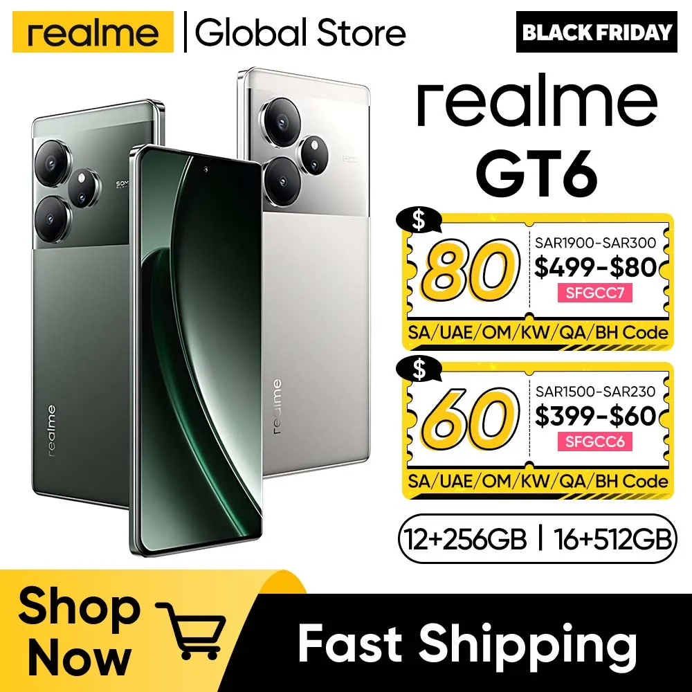 realme GT6 5G 6.78 120Hz 6000nit Display Smartphone Android 14 Next AI Snapdragon 8s Gen 3 Processor 5500mAh 120W Battery NFC