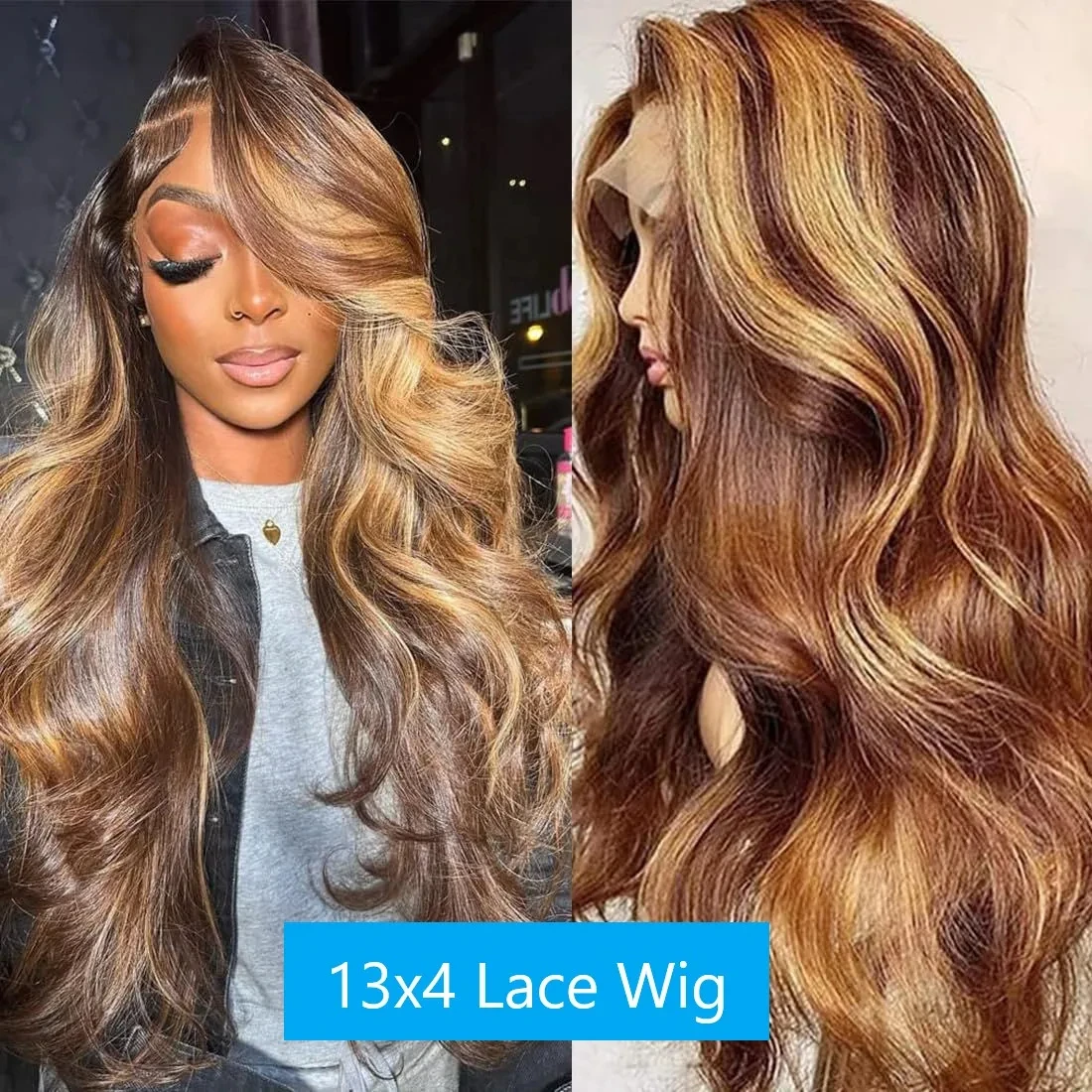 

5x5 Glueless Wig 34 Inch Highlight Body Wave Human Hair 13x4 Lace Frontal Wig Body Wave 4/27 180 Density Pre Plucked Lace Wigs