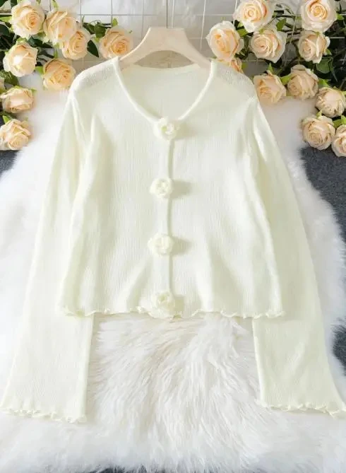 

Sweater Women's 2025 Autumn and Winter New Three-Dimensional Flower Fungus Pullover Women's Knitted Sweater Top