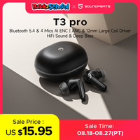 SoundPEATS T3 pro Wireless Earbuds Active Noise Cancelling Bluetooth V5.4 Earphones with 4 Mic,12mm Driver,Multipoint Connection