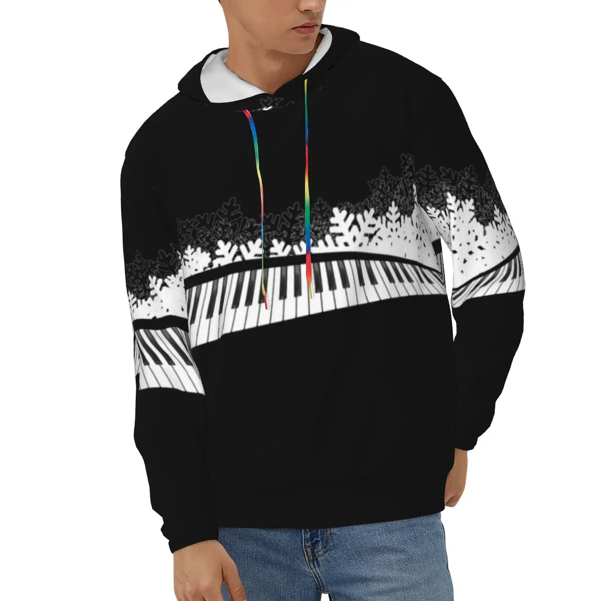 Men Hoodies Streetwear Hoodie Piano Music Illustration Sweatshirt Casual Male Autumn Winter Pullover Hoody