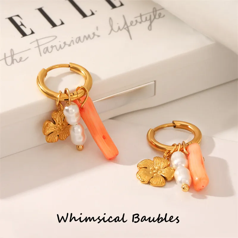 

New Ocean Style Coral Flower Pearl Pendant Necklace Earrings Bracelet For Women Girls Summer Beach Fashion Jewelry Set