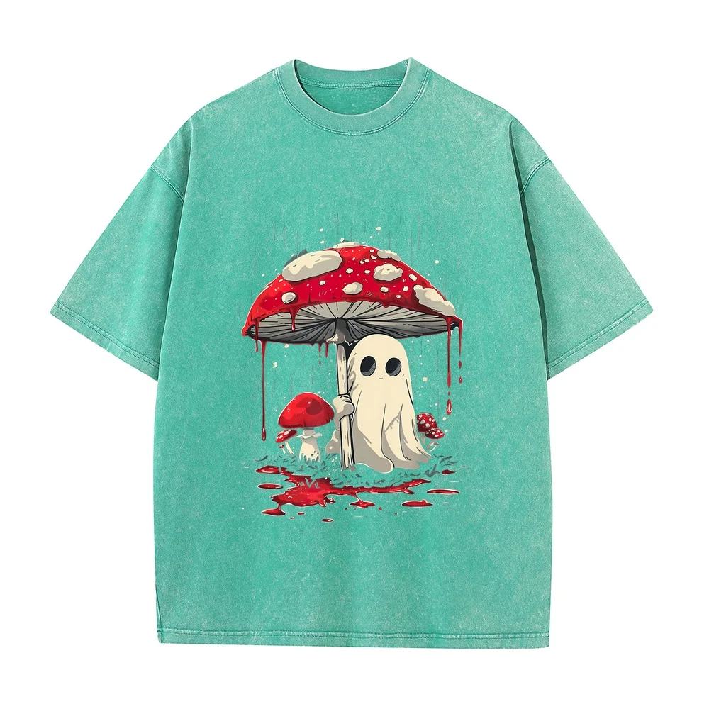 Cottagecore Halloween Shirt Ghost Mushroom Spooky T-Shirt Luxury Brand Tshirts Mens Clothing 반팔티셔츠 Men Xxxl Cotton Tee Short
