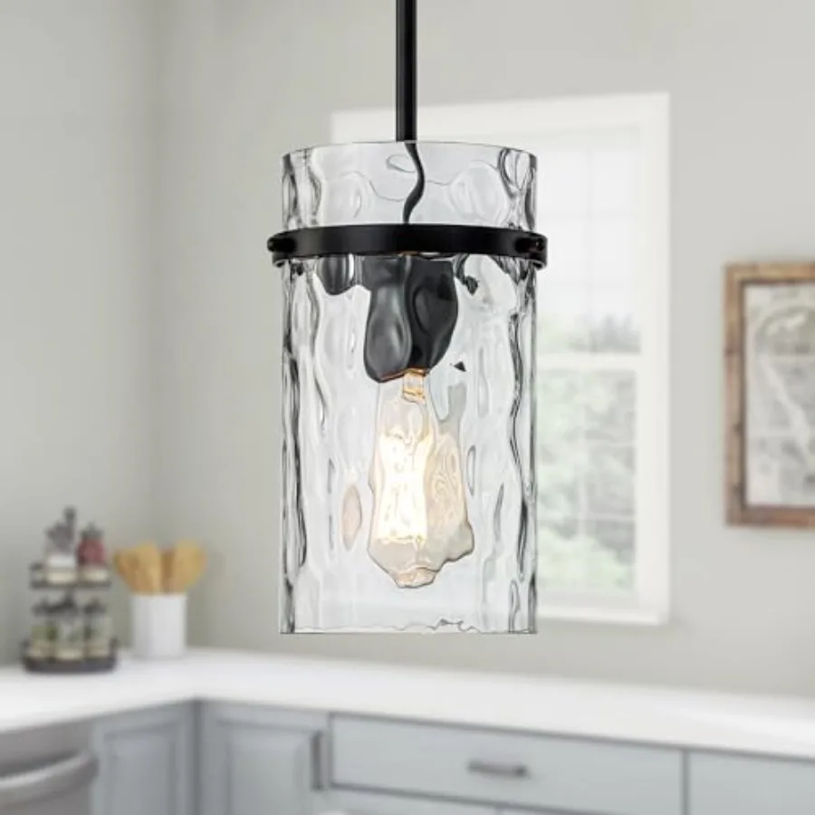 Modern Farmhouse Hammered Glass Pendant Light