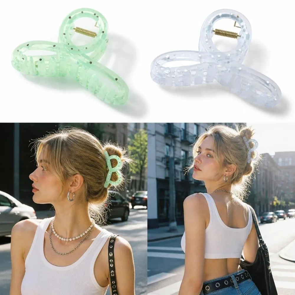Fashion 13CM Music Note Hair Claw Polka Dot Pattern Oversized Acrylic Shark Clip Ponytail Holder Women Girls