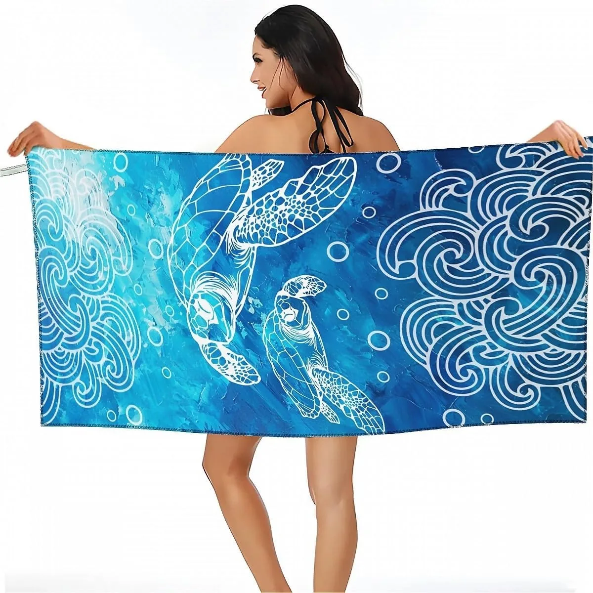 

Sea Turtle lines pattern Beach Towel for Family stuffs friend Gift Quick-Dry Sand free For Bath Yoga Beach Camping Swimming GYM