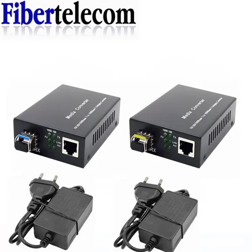 Imagen 2 del producto 1 par de convertidores de medios de fibra óptica 1 puerto SFP a 1 RJ45 Gigabit Ethernet de fibra óptica 10/100/1000M