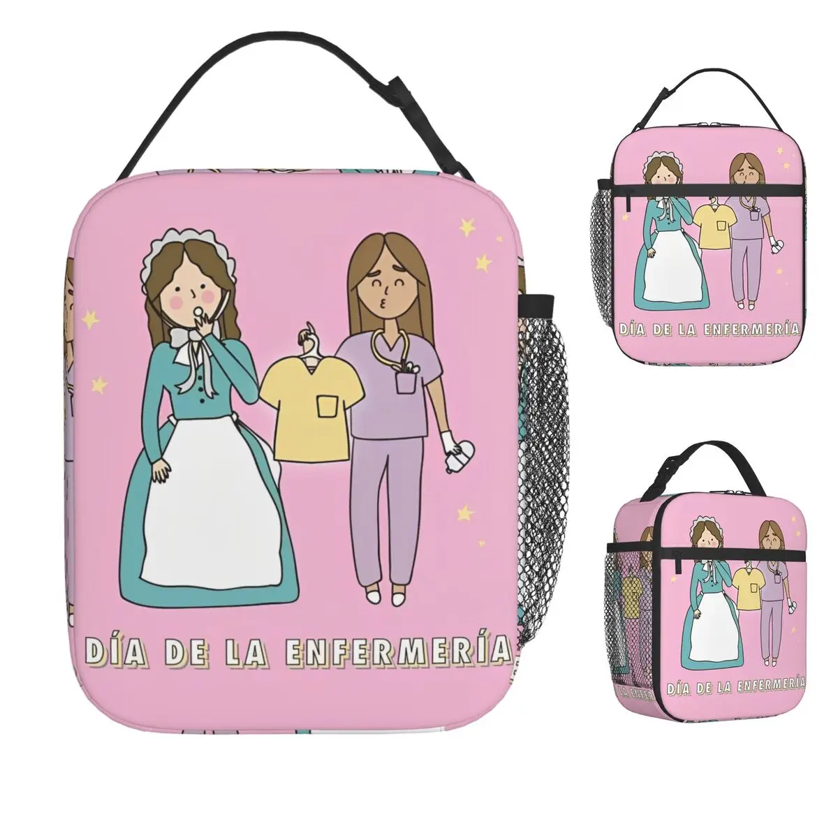 

Enfermera En Apuros Nurse Lunch Bag Kawaii Lunch Box Outdoor Picnic Convenient Thermal Tote Handbags Graphic Design Cooler Bag