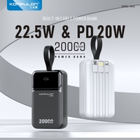 Power Bank 20000mAh Built-in Cable 22.5W Powerbank Fast Charge PD 20W Portable External Battery For iPhone 15 Xiaomi Huawei