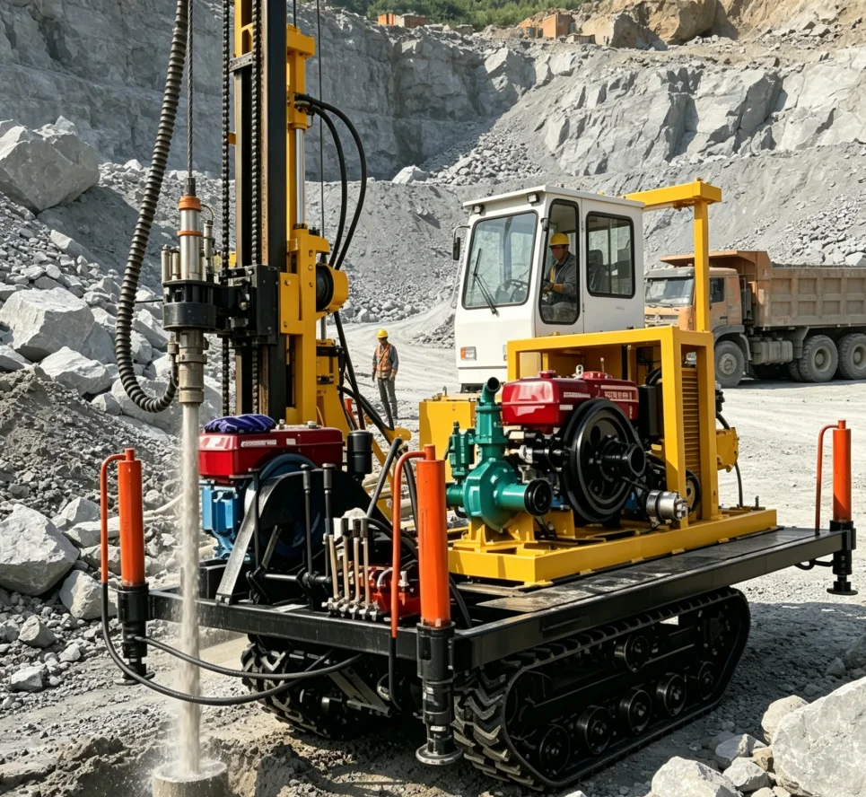 Heavy Duty Water Well Drilling Rig 150m Diesel Hydraulic Borehole Rig Durable Long Time Working Mining Use