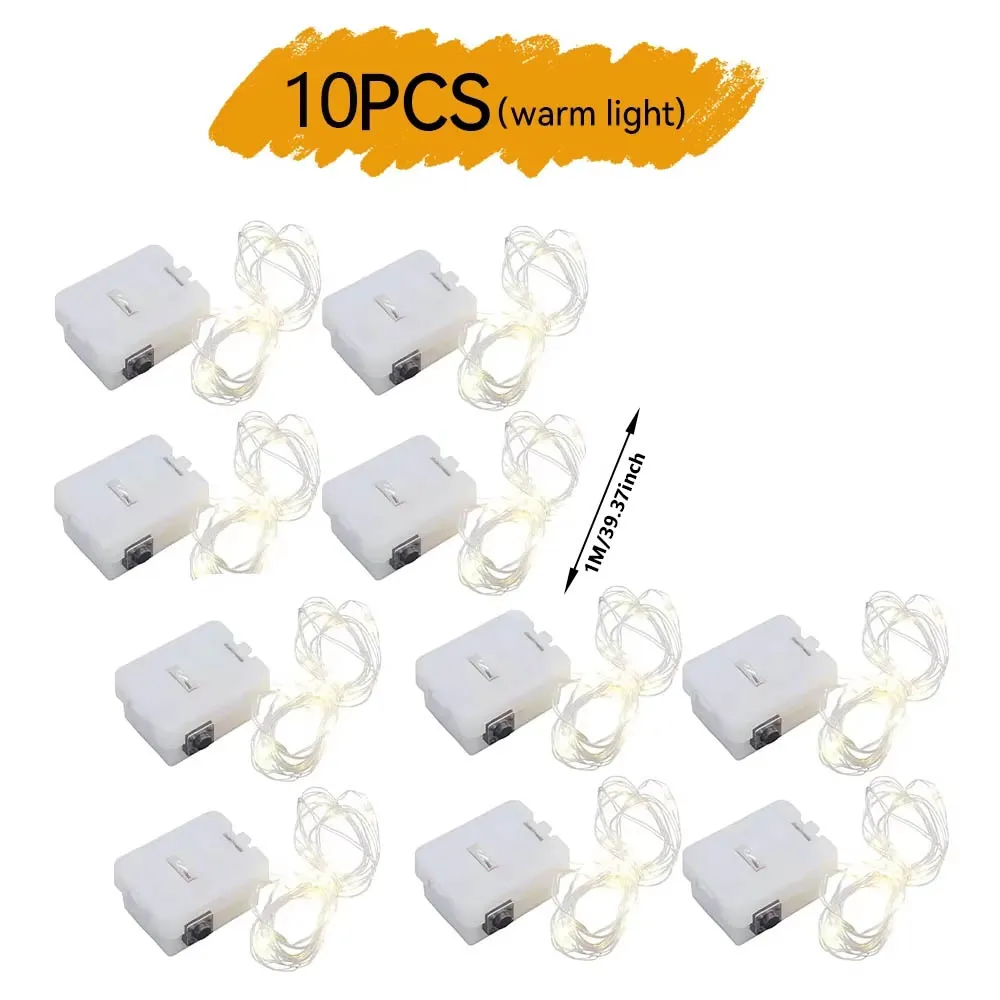 10pcs LED String Light Battery Operated Copper Wire Fairy Lights Festive Decoration With Flashing Modes Home Decor ﻿