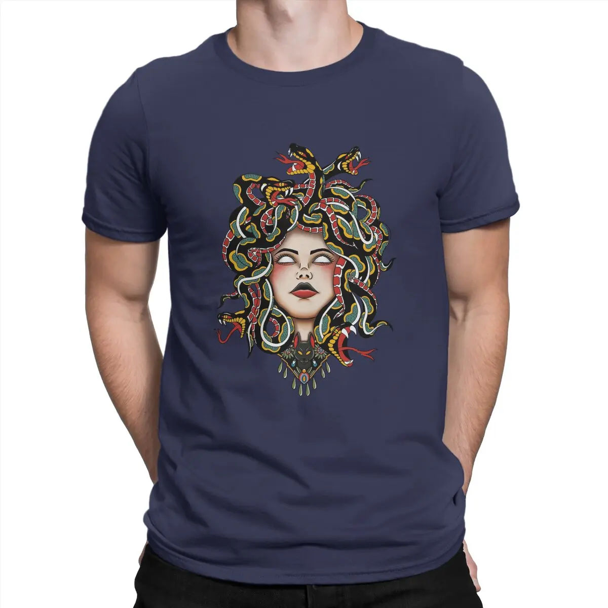 HOT SALE Medusa Old School Fitted Spoon Man T-shirt Medusa Fun T-shirt Short Sleeve O Collar T-shirt Cotton Gift Idea Top