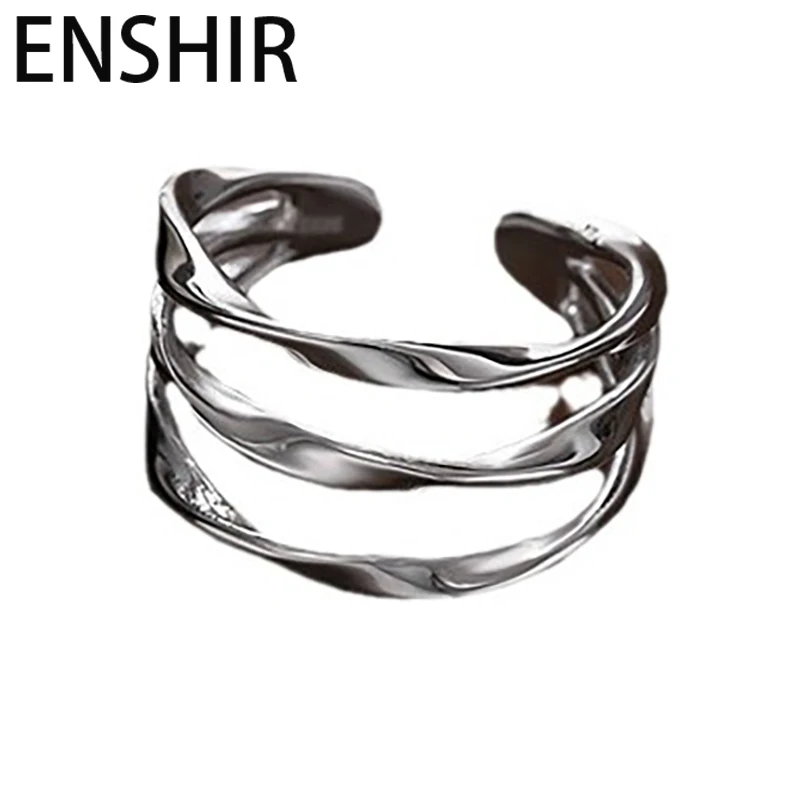 ENSHIR Multi Layer Twisted Lines Open Ring For Women Men Korean Temperament Simple Jewelry Wholesale