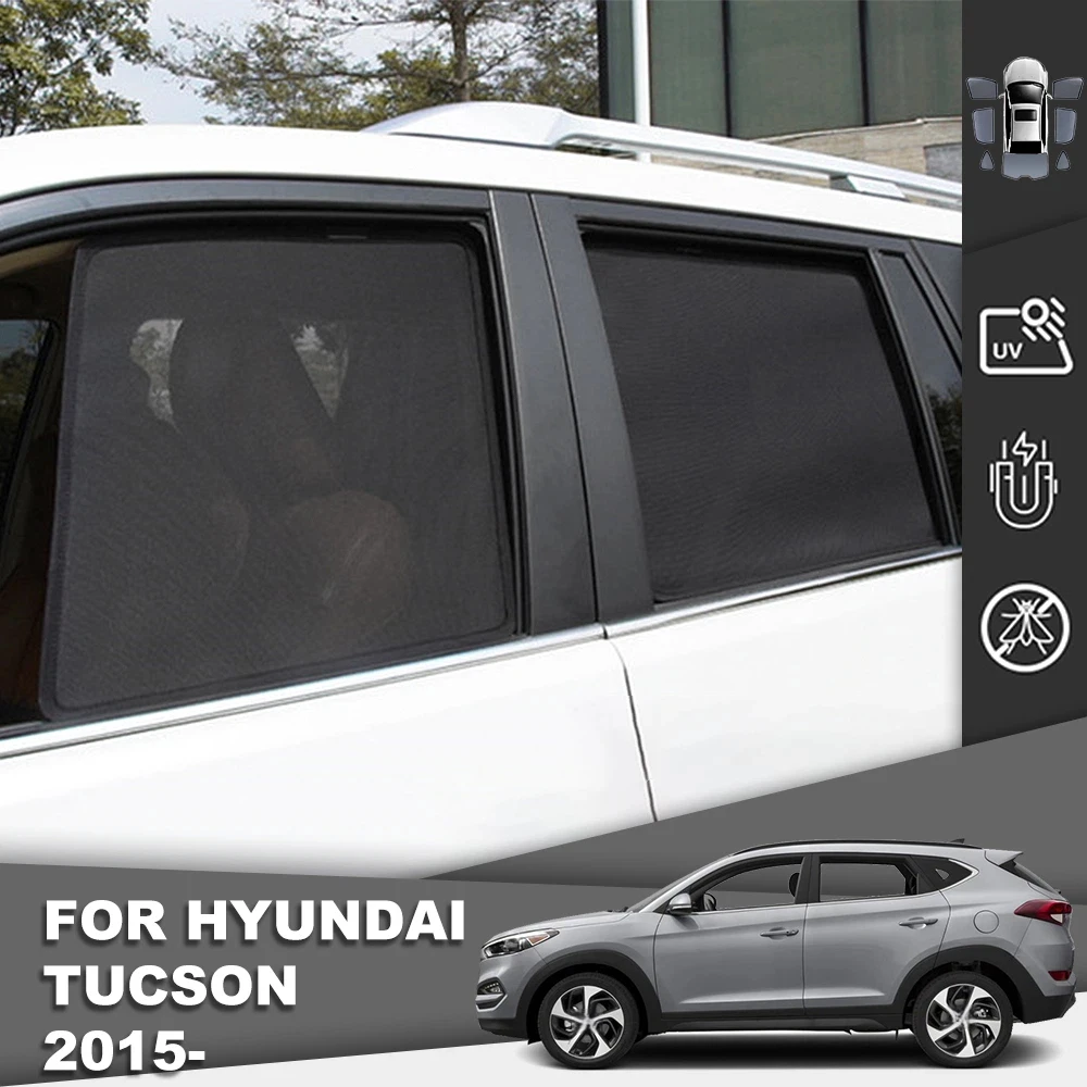 For Hyundai Tucson TL 2015-2021 Magnetic Car Sunshade Visor Front Windshield Curtain Rear Side Baby Window Mesh Sun Shade