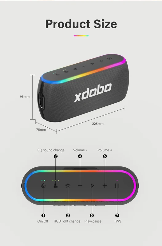 Caixa de Som Bluetooth Xdobo X8 III 60W com Subwoofer e Graves Profundos — foto 4