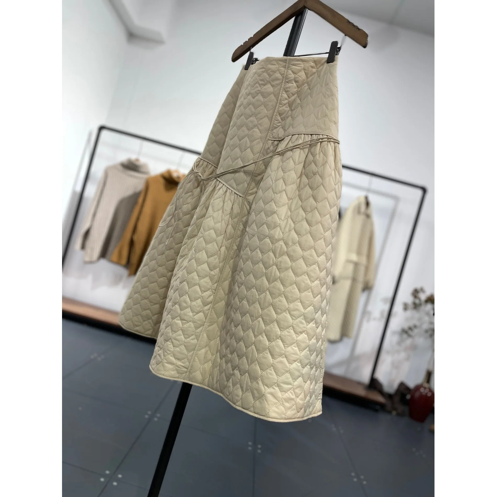 

Женская юбка-миди трапециевидной формы, весна-осень-зима, плиссированные хлопковые юбки с высокой талией и эластичной резинкой на талии в стиле ретро, пышные юбки f-длины