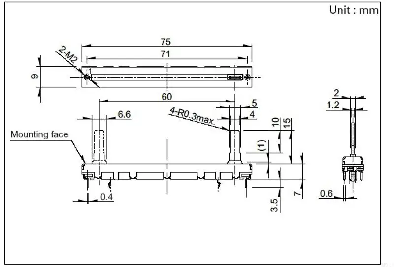 Molf 5 PCS 75 mm Double B10K Bản gốc B10KX2 POT FADER