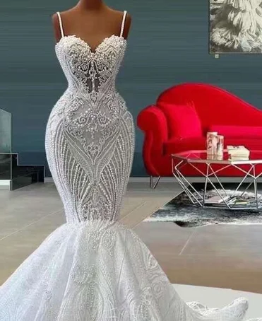 New foreign trade wedding dress European and American cross-border bride wedding lace wedding dress manufacturer source