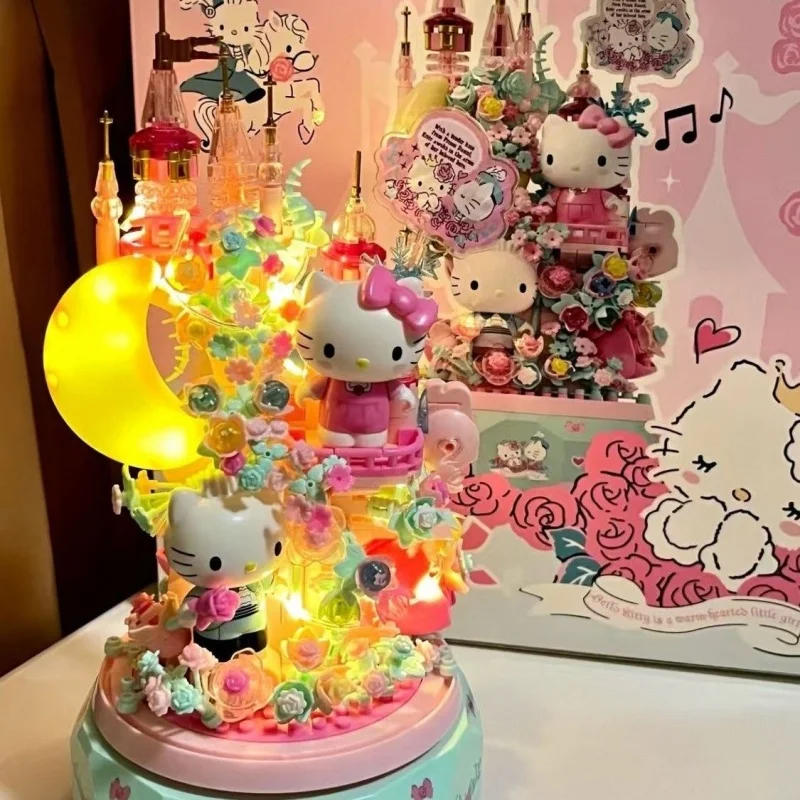 

Wonder Moon оригинальная музыкальная шкатулка Sanrio Hello Kitty, строительные блоки, игрушки для родителей и детей, интерактивные игрушки для девочек, подарки на день рождения