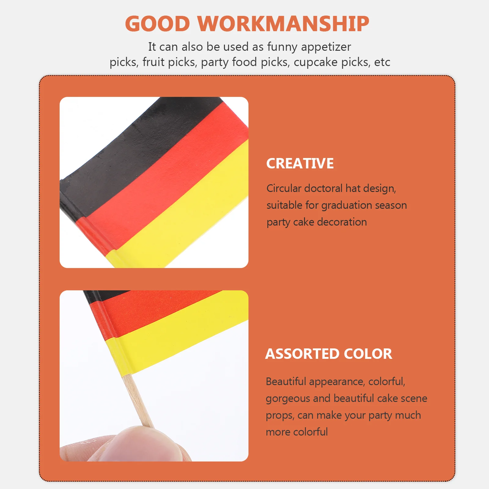 100Pcs Cupcake Toppers with Flags Unique Design Cake for Birthday Party Celebration Decor Toothpick Flags