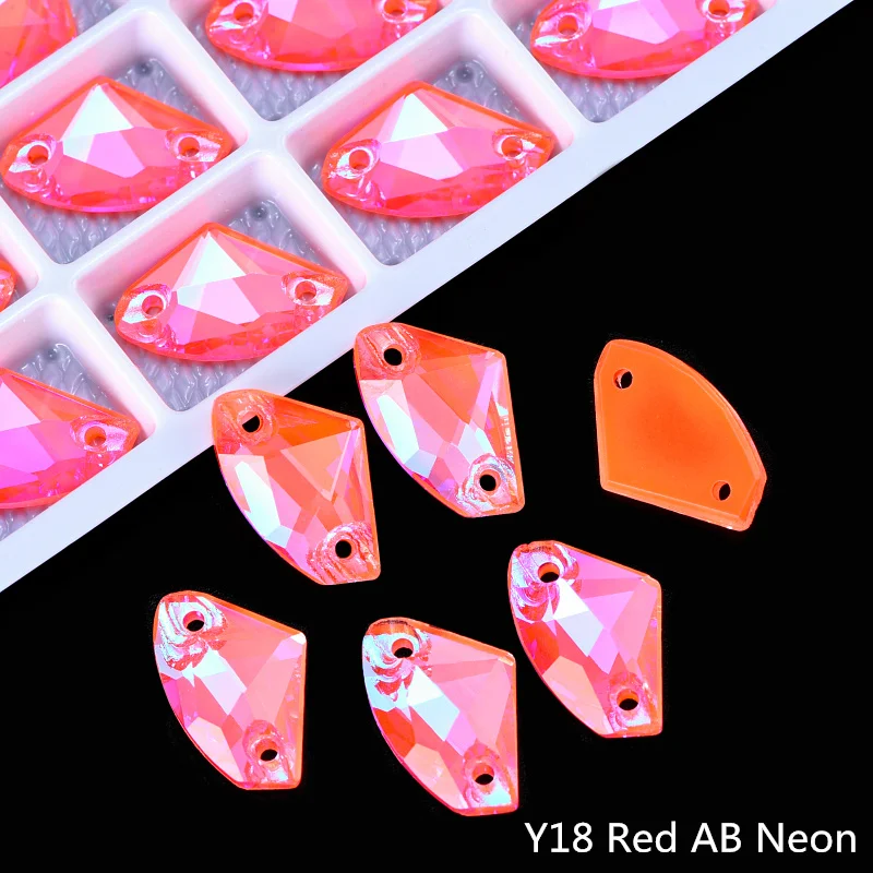 OLeeya Galactic Axe Hochwertige Neon K9 Glas-Kristall-Nähsteine, flache Rückseite, abgeschrägte Kanten, zum Aufnähen, für Kleidung, Taschen – Detail 9