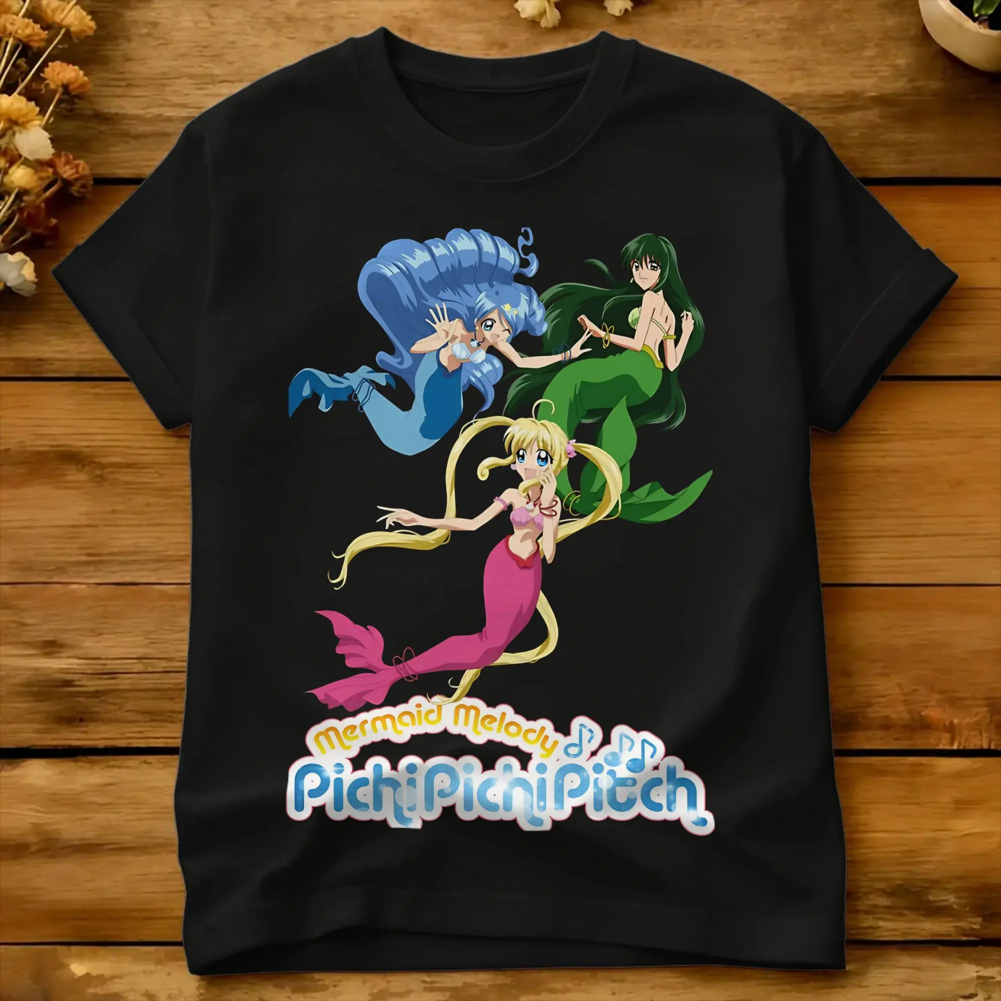 Herren-T-Shirts „Mermaid Melody, Pichi Pichi Pitch“ aus Baumwolle, Sommer-Y2K-Spaß, kurzärmeliges T-Shirt mit O-Ausschnitt, trendiges, cooles T-Shirt – Detail 5