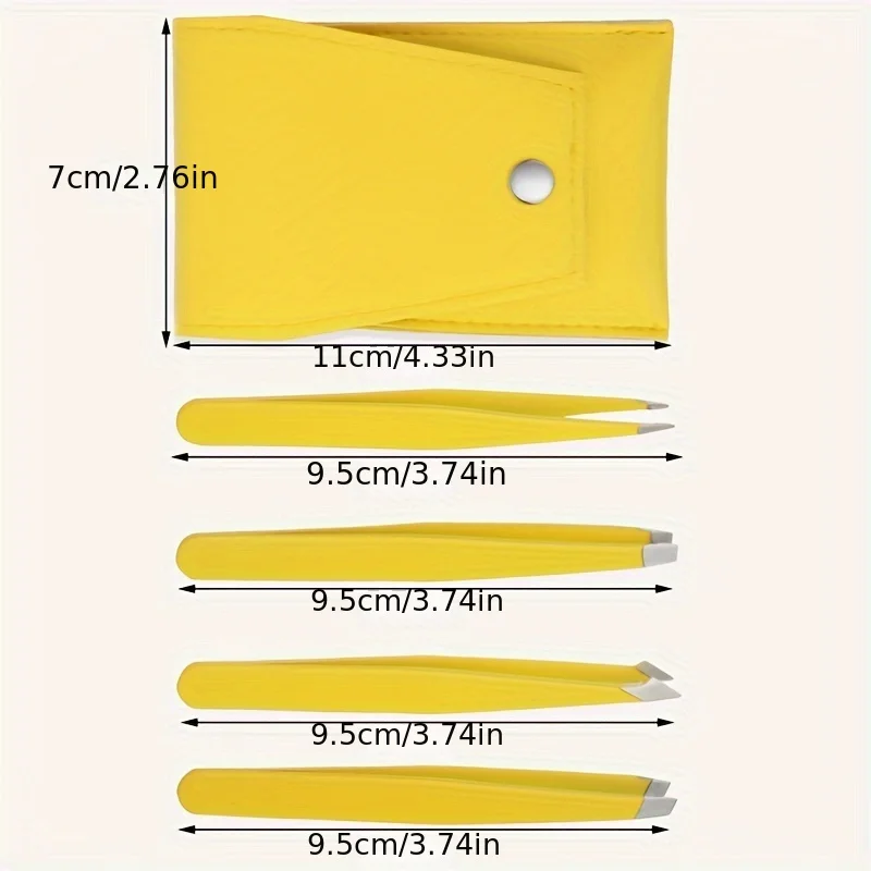 4Pcs 눈썹 제모 핀셋 세트 눈썹 속눈썹 눈썹 가죽 케이스 뷰티 메이크업 패션 도구 뷰티 도구