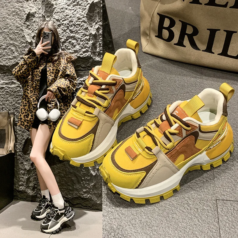 

Hot Selling Sneakers Color Blocked Dad Shoe Women 2025 Autumn New Style Eye-catching Small Versatile Casual Shoes Platform Shoes