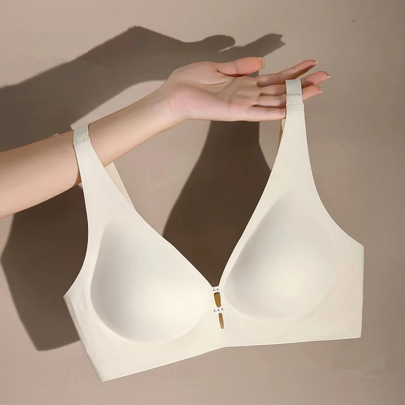 One-piece Seamless Sexy Deep V Women's Underwear Thin Cup High Elastic Breathable Small No Steel Ring Women's Bra