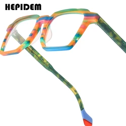 FONEX HEPIDEM Acetate Eyeglasses Frame Men New Square Brand Design Glasses Women Retro Vintage Eyewear Japanese Spectacles 9287
