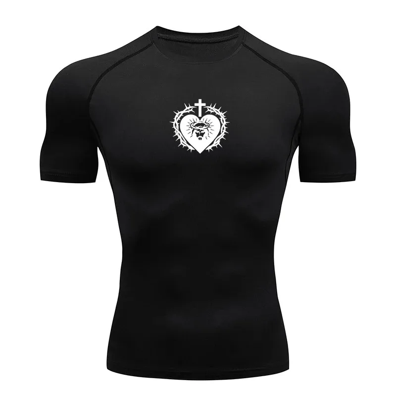 Stylish Graphic Athletic Quick Dry Compression Shirt for Men Gym Workout Running Tshirts Tops Undershirt Baselayers Activewear