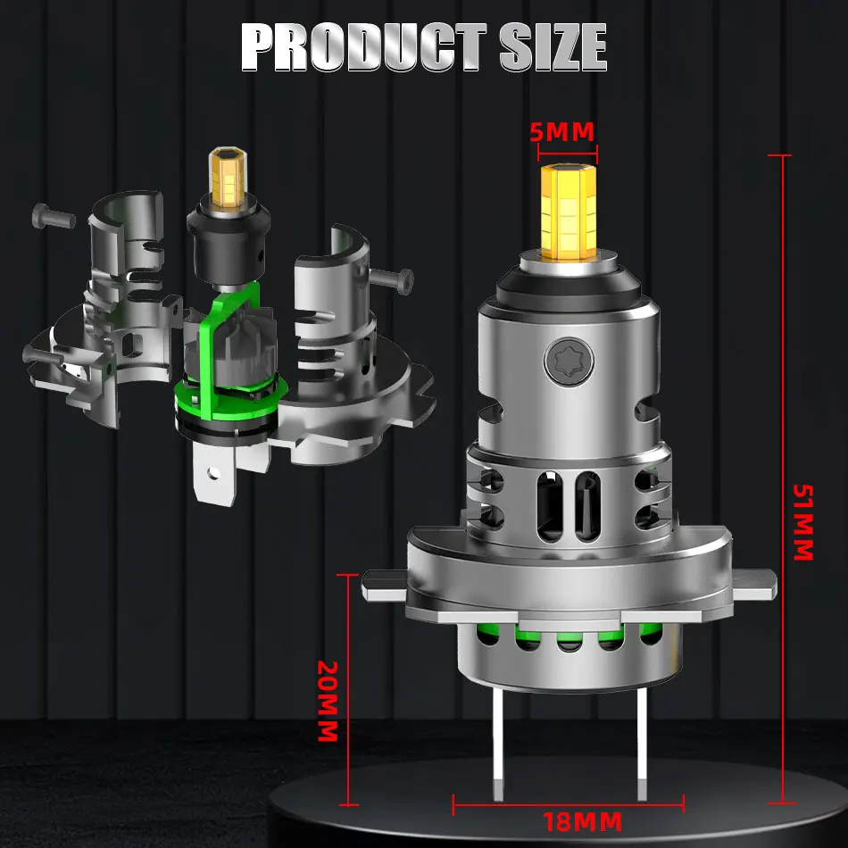 3D H7 LED Car Headlight Bulb Canbus 2200W 3000000LM Led Light for Car 360 Turbo LED Mini HeadLamp Size Wireless with Fan 6000K