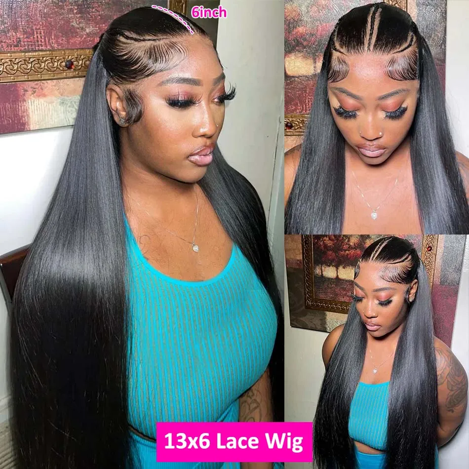 HD Lace Wig 13x6 Human Hair Brazilian Bone Straight Transparent 13x4 Lace Frontal Human Hair Wig For Black Women PrePlucked Hair