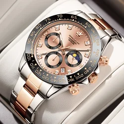 ERNIE KLEIN Watch for Men Luxury Multifunction Waterproof Luminous Stainless Steel Calendar/Week Display Business Men Watch