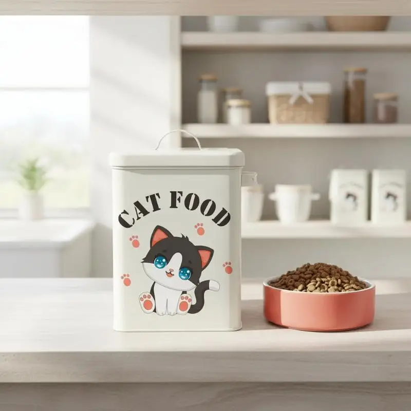 Cat Dog Food Container Sticker Adhesive Removable Waterproof Decals Animal Food Storage Canister Decorative Wall Sticker
