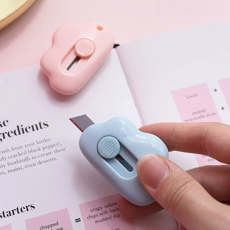 Cute Cloud Color Mini Portable Utility Knife Paper Cutter Cutting Paper Razor Blade Office Stationery Cutting Supplies